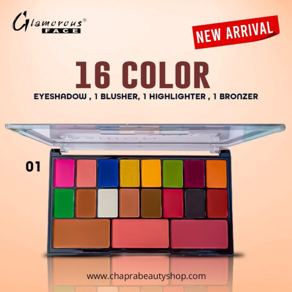 glamorous face 16 color eyeshadow blushers contour palette set 1
