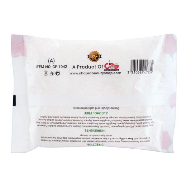 glamorous face rose touch face and body cleansing wipes, gf1042, 30 pack