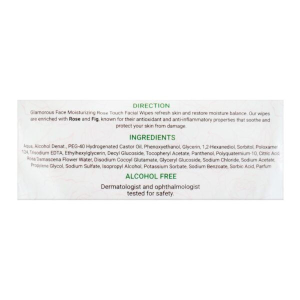 glamorous face rose touch face and body cleansing wipes, gf1042, 30 pack