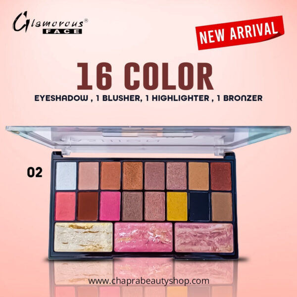 glamorous face 16 color eyeshadow shimmer terracotta blushers contour highlighter palette