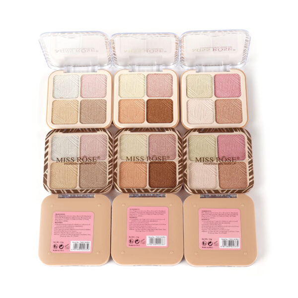 missrose luminous glow 4 color highlighter palette