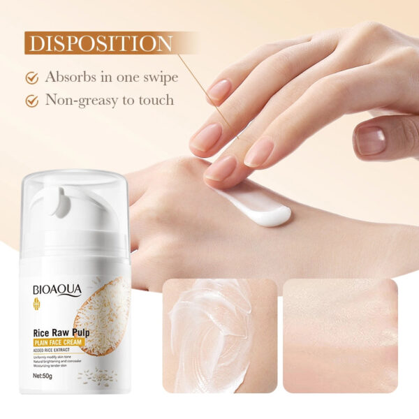 bioaqua rice raw pulp plain face cream uniformly modify skin tone natural brightening concealer moisturizing 50g