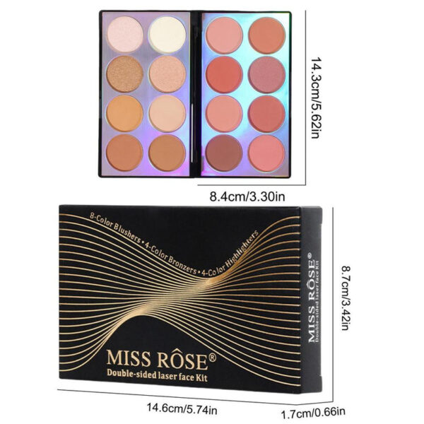 miss rose double sided laser face kit new makeup palette 8 blushers 4 bronzers and highlighter kit