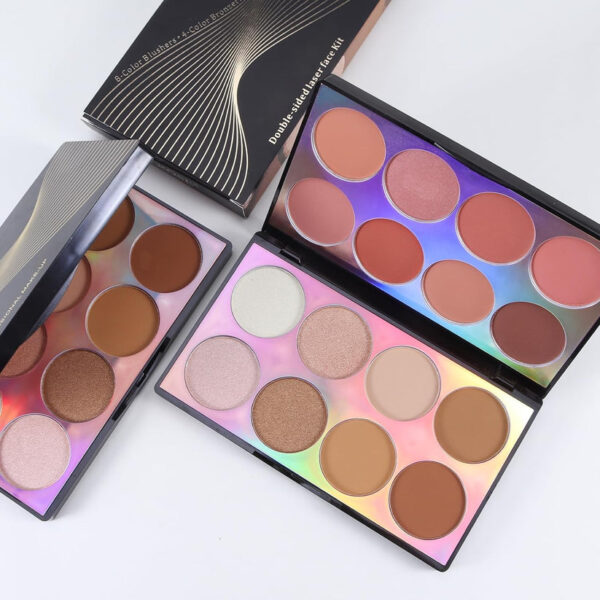 miss rose double sided laser face kit new makeup palette 8 blushers 4 bronzers and highlighter kit