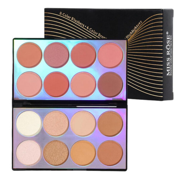 miss rose double sided laser face kit new makeup palette 8 blushers 4 bronzers and highlighter kit