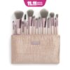 bh cosmetics lavish elegance 15pcs brushes set + huda beauty bullet matte lipsticks pack of 12pcs + free gift