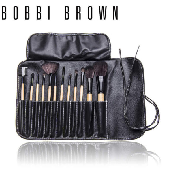 bobbi brown 12pcs makeup brush set with leather bag