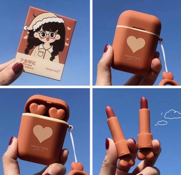 heng fang 2in1 cute girl airpods lipstick