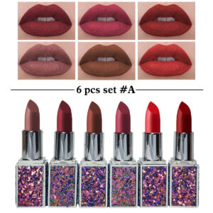 heng-fang-diamond-glitter-matte-finish-casing-lipstick-6pcs-set