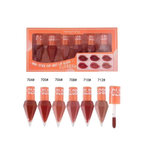 heng fang non stick cup mist lip gloss 6pcs set