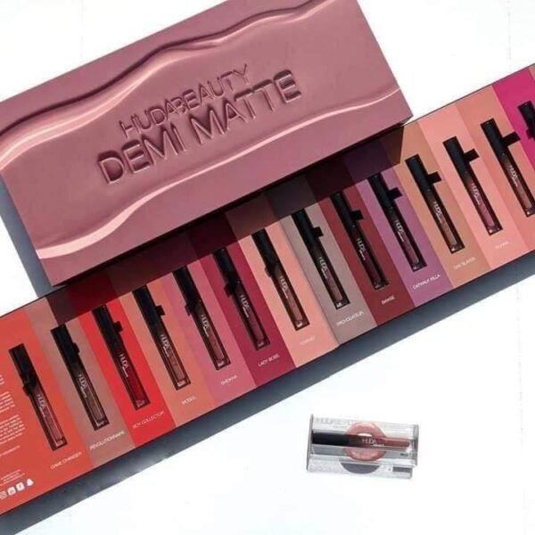 huda beauty demi matte 15 colors lipstick full matte and water proof 15pcs set