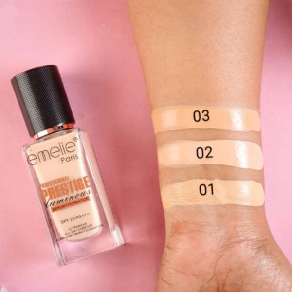 emelie professional prestige luminous serum foundation spf 25/pa+++ ultrawear all day comfort flameless finish foundation