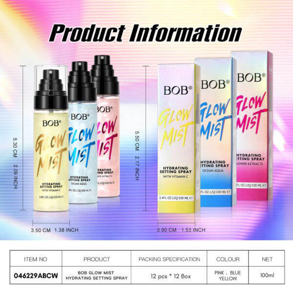 bob glow mist hydrating setting spray makeup setting spray 100ml