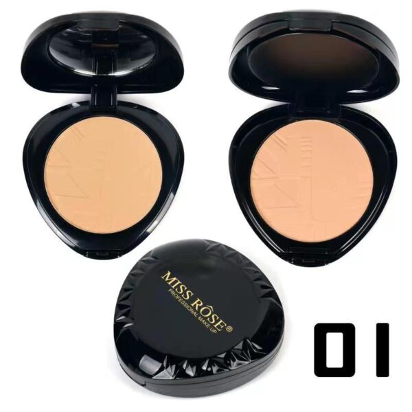miss rose 2in1 bright double layer compact black triangle face powder