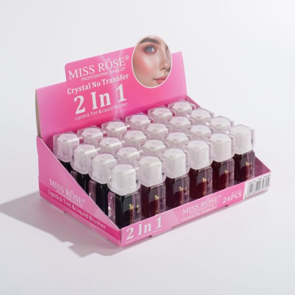 miss rose crystal no transfer 2in1 lipstick tint & liquid blusher 6pcs set