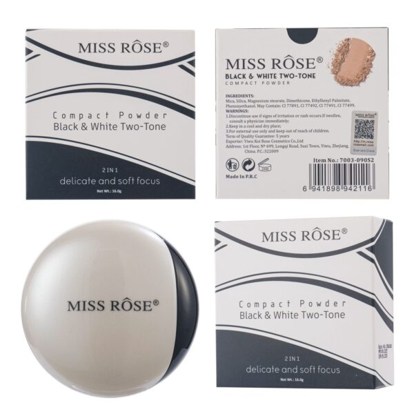 miss rose black & white two tone face powder