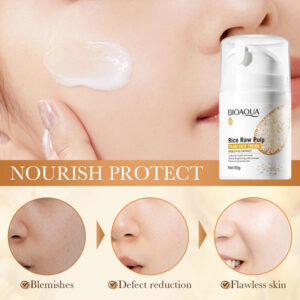 bioaqua rice raw pulp plain face cream uniformly modify skin tone natural brightening concealer moisturizing 50g