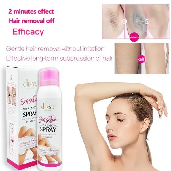chirs's sensitive hair removal spray fast effective & painless for legs & body