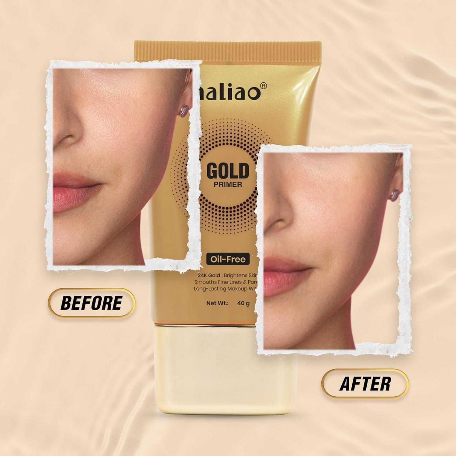 Maliao 24K Gold Gel Oil Free Primer 40 ml Gold (4) Maliao 24k Gel Oil Free Gel Primer 40ml - Image 3