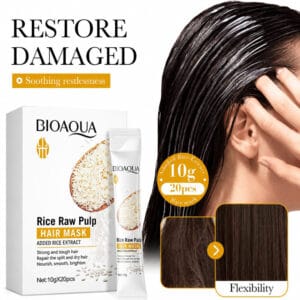 bioaqua rice raw pulp hair repair mask 10gm 3