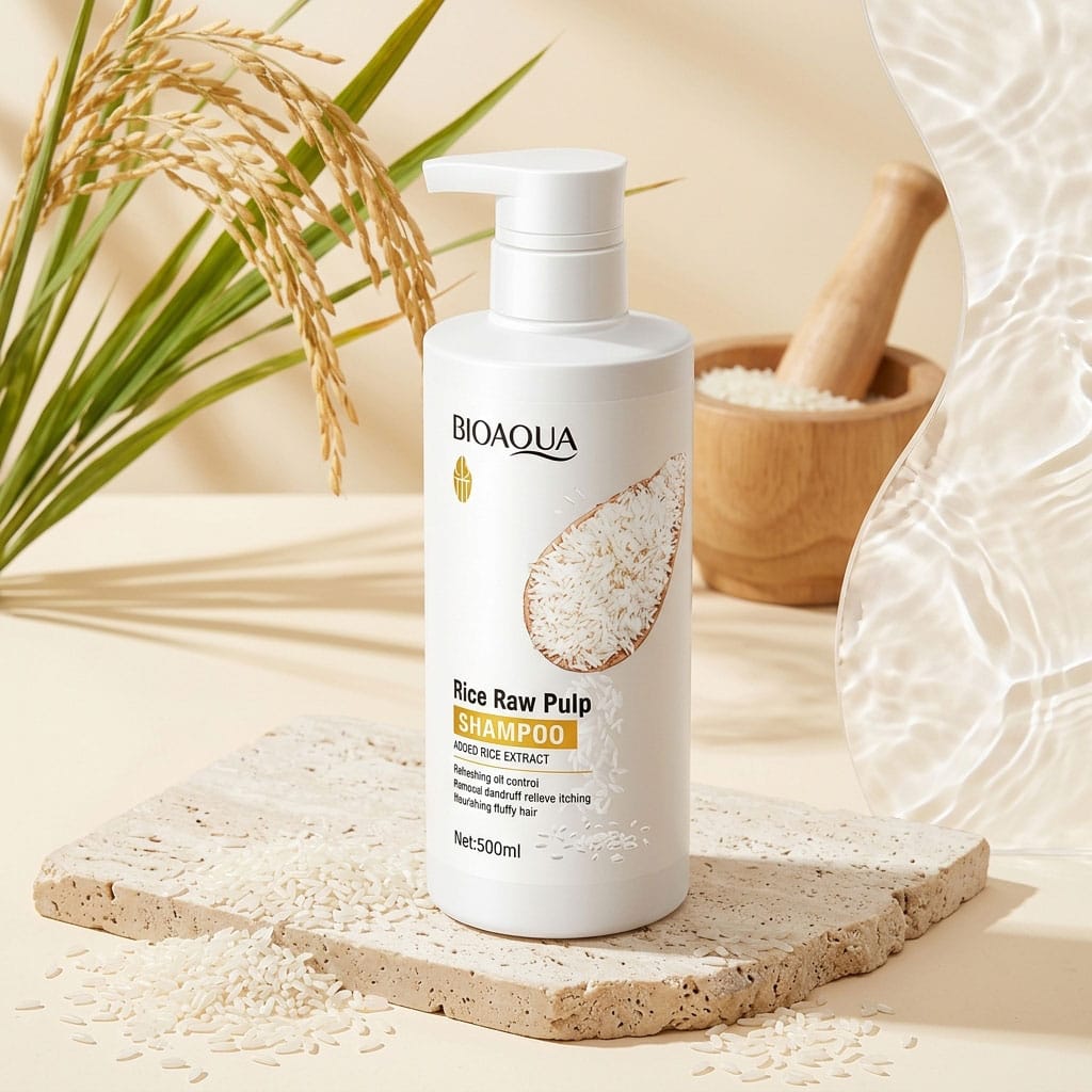 bioaqua rice raw pulp removal dandruff shampoo 500ml (title)