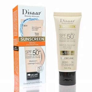 disaar spf 50 natural sun protection tinted foundation cream