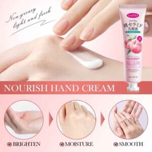 sadoer organic fruit peach hand cream whitening brightening nourishing moisturizing hand care cream 2